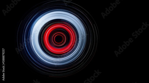 Obraz na płótnie Red Core in Orbit: A mesmerizing visual, capturing the essence of technology and future, with concentric circles of color that converge at the center. w salonie