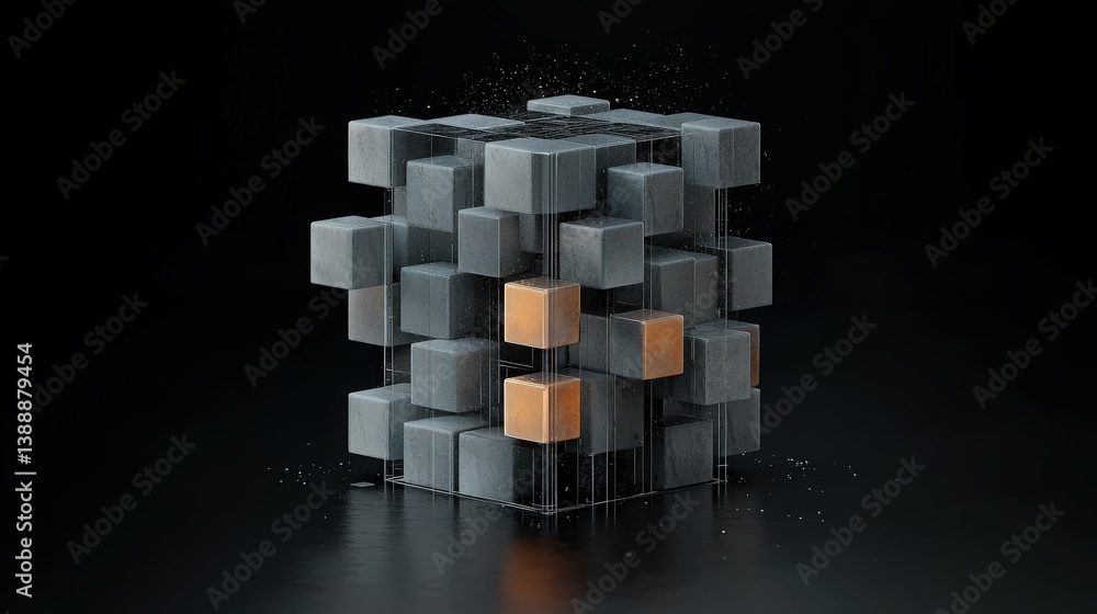 Abstract Cube in Monochrome: A captivating monochrome abstract cube sculpture, featuring geometric shapes, and a minimalistic design, exuding a sense of sophistication and modern appeal.