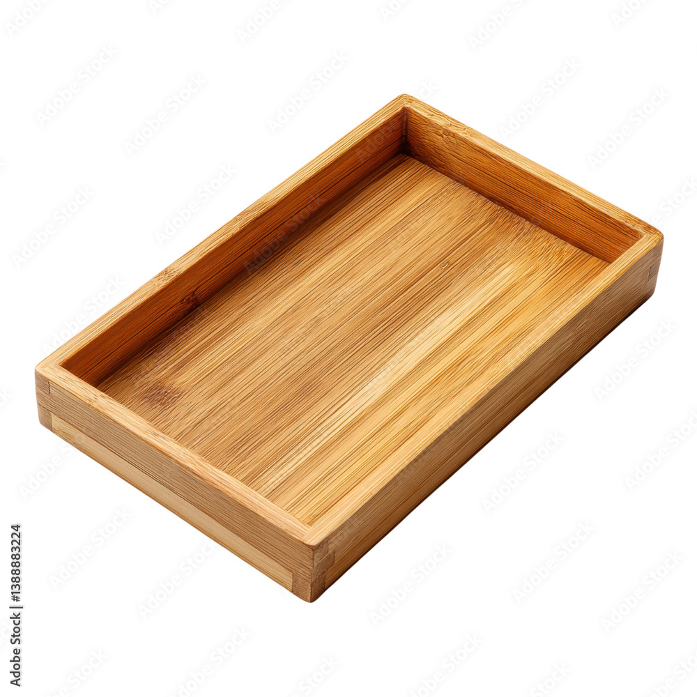 Empty bamboo tray isolated on white. Kitchenware, eco friendly material. Empty bamboo tray isolated on white. Kitchenware, eco friendly material.