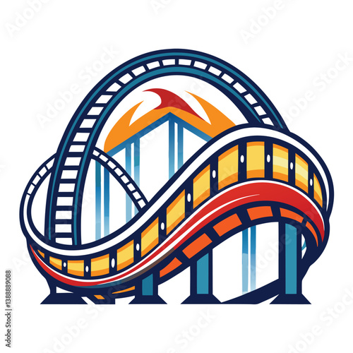 Modern Roller coaster logo design vector illustration.