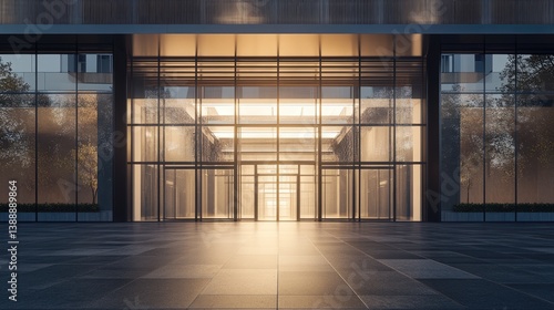 High-efficiency glass and aluminum combo door reflecting natural light