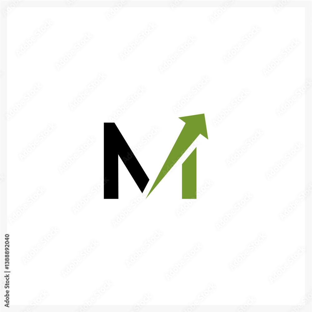 M Logo with Green Arrow Symbolizing Growth M Logo with Green Arrow Symbolizing Growth