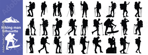 hiker mountain climber adventure silhouette for logo