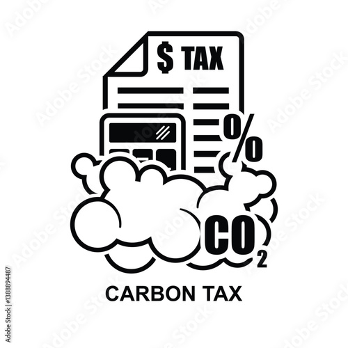 Carbon tax icon. CO2 Emissions isolated on background vector illustration.