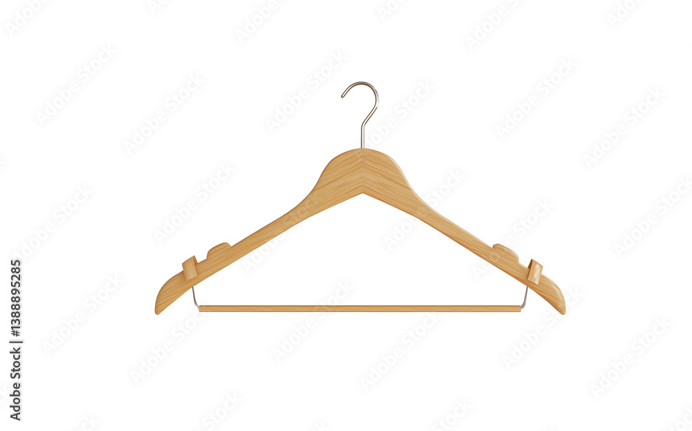 Wooden clothes hanger isolated on a clean, white transparent background. Perfect for digital mockups, clothing product showcases, or artwork presentation with a simple and clear design Wooden clothes hanger isolated on a clean, white transparent background. Perfect for digital mockups, clothing product showcases, or artwork presentation with a simple and clear design