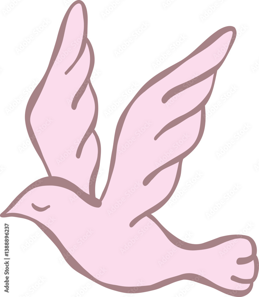 Naklejka premium Coquette vintage pink bird