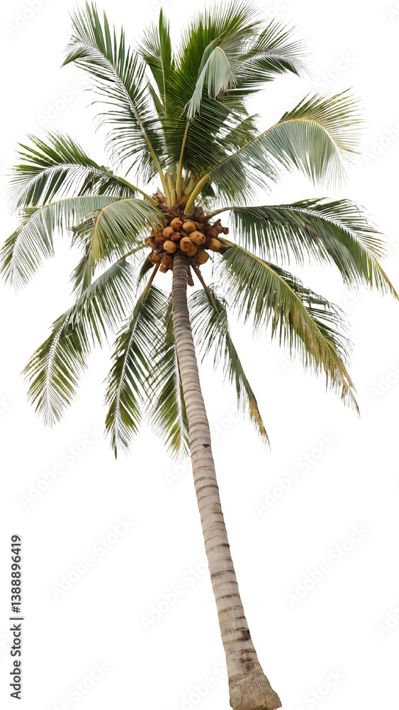 Obraz premium New and clean Tropical Coconut Palm Tree Isolated on Black Background