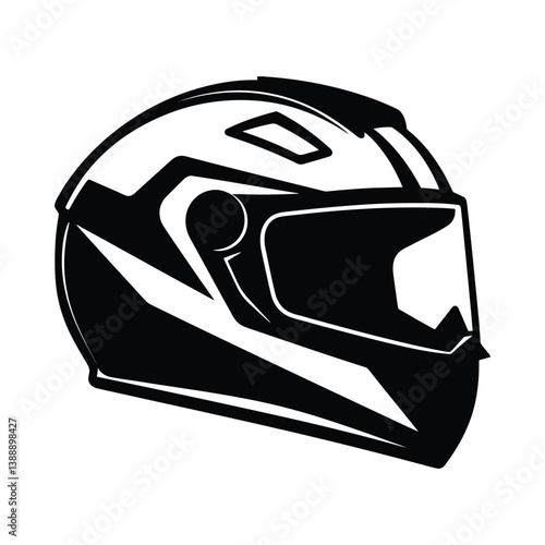 Motorcycle helmet minimalist silhouette design vector art
