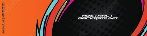 Abstract racing banner vector with dynamic lines and neon colors, perfect for gamers and e-sports themes. High energy and modern design.