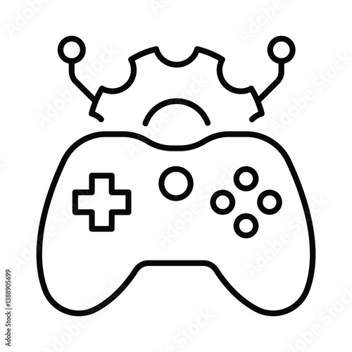 Ai Gaming vector outline icon. EPS 10 file