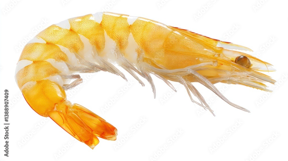 Naklejka premium Close-up of Fresh Shrimp on White Background for Culinary Use