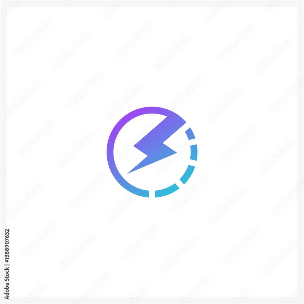 Electric Power Icon with Gradient Circular Frame