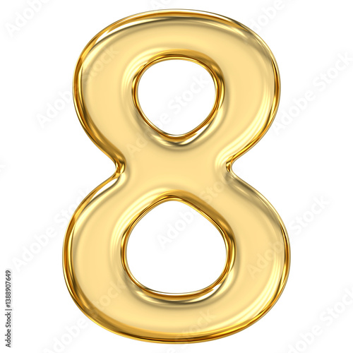 Obraz na płótnie Golden Number 8, pristine, glossy golden number eight glows with power and abundance, symbolizing infinity and refined balance in golden brilliance, 3d rendering w salonie