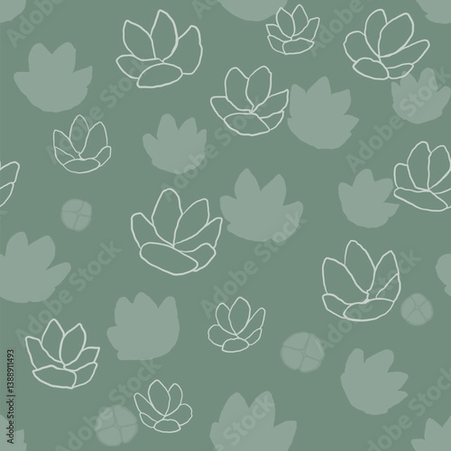 Spring flowers seamless pattern. Floral doodle tulips blossom. Hand drawn illustration for surface design