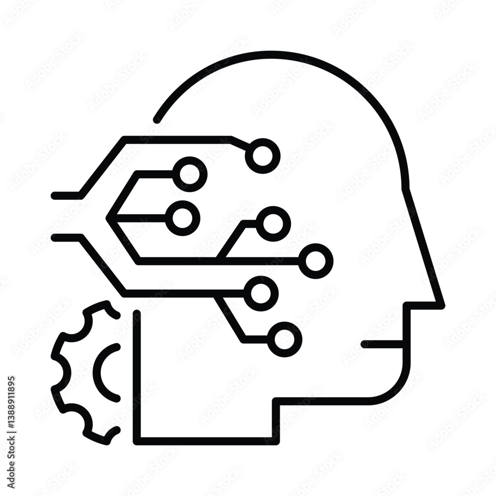 Ai Learning vector outline icon. EPS 10 file Ai Learning vector outline icon. EPS 10 file