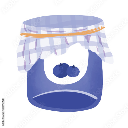 Blueberry jar vector illustration clipart element hand drawn watercolor