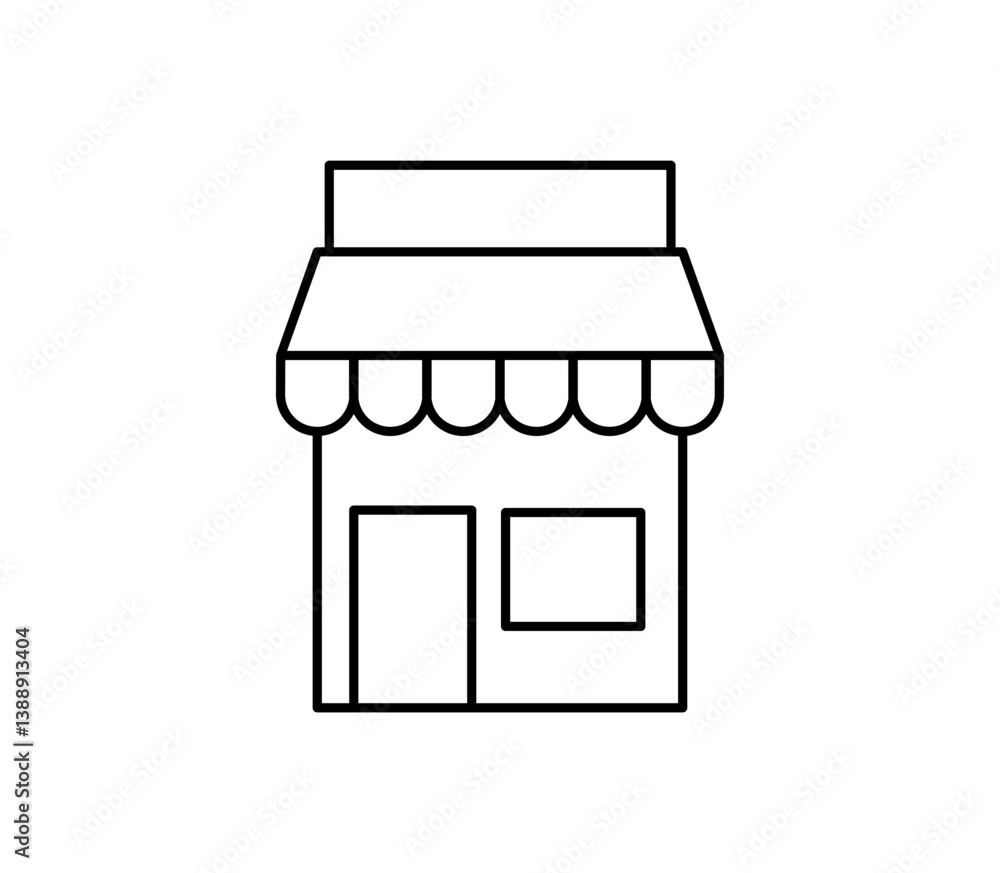 Vector illustration of shop station icon in line style on white background. Vector illustration of shop station icon in line style on white background.