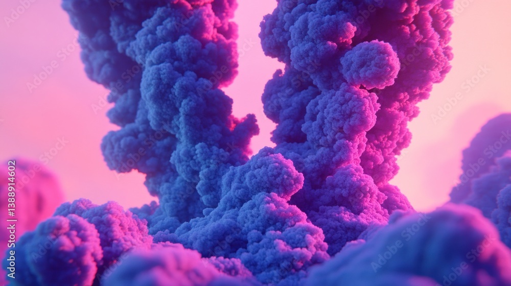 Obraz premium Abstract forms of colorful smoke against a soft sunset backdrop