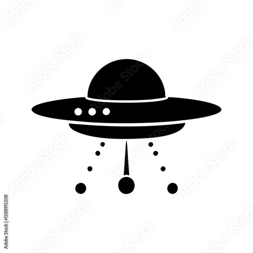UFO Flying Saucer Alien Spaceship Vector Icon

