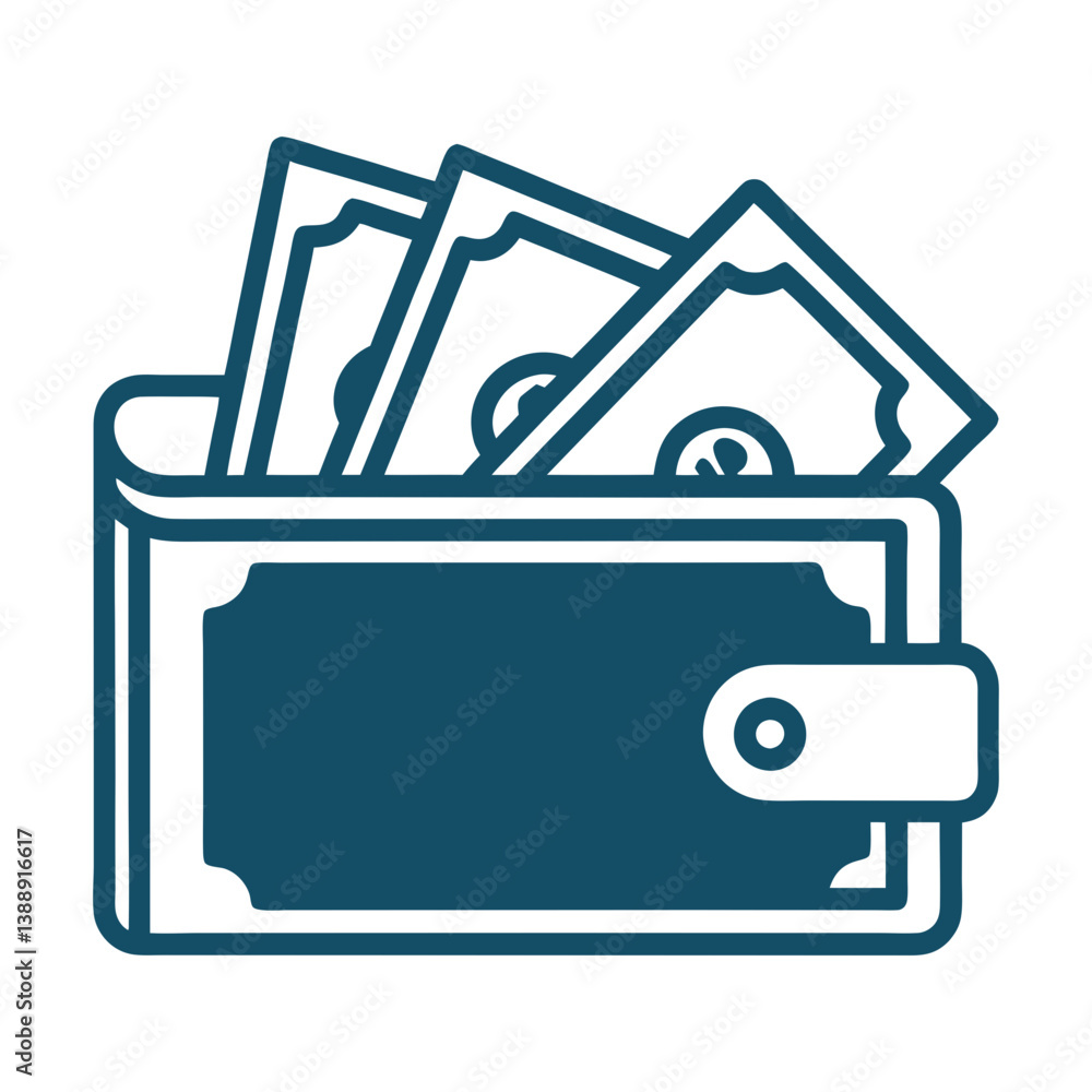 Wallet with Money Icon Vector. Finance Symbol Wallet with Money Icon Vector. Finance Symbol