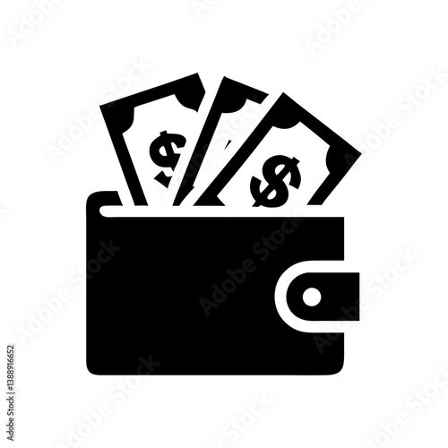 Wallet with Money Icon Vector. Finance Symbol