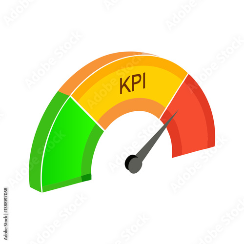 KPI Gauge Vector Icon Illustration. Performance Indicator Symbol