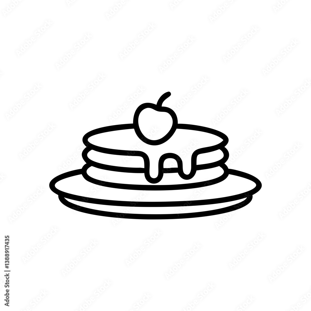 Pancake Stack Line Icon Vector. Breakfast Food Symbol Pancake Stack Line Icon Vector. Breakfast Food Symbol