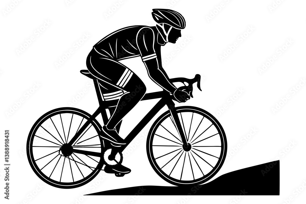 Obraz premium Cycling Man Silhouette Vector Illustration. Road Bike Racer Icon