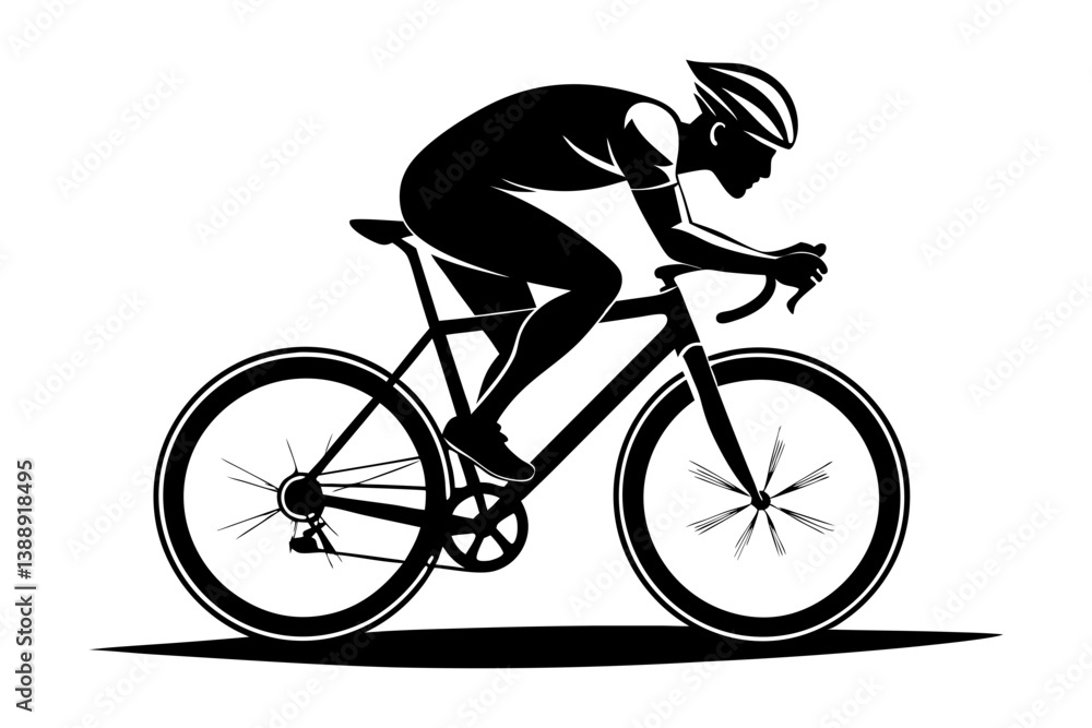 Fototapeta premium Cycling Man Silhouette Vector Illustration. Road Bike Racer Icon
