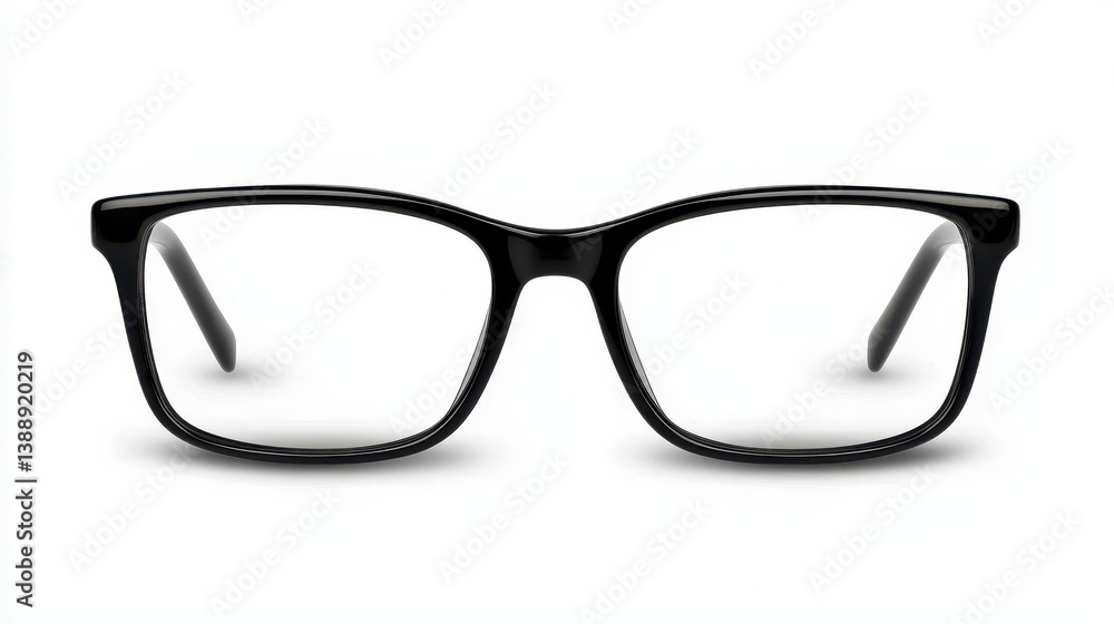 Fototapeta premium Closeup of elegant glasses, a vision of style on pristine white background stylish