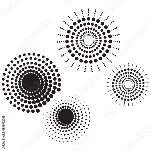 Modern abstract background. Halftone dots in circle form. Spiral logo, icon or design element