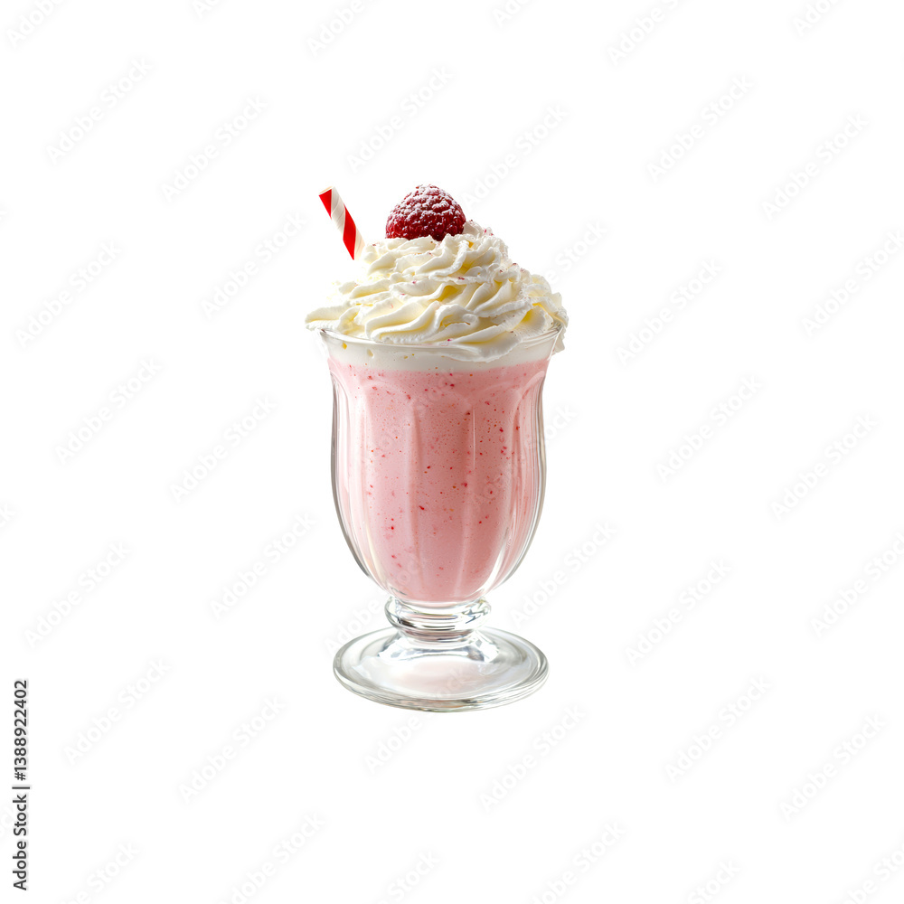 Creamy Strawberry Milkshake with Whipped Cream and Strawberries