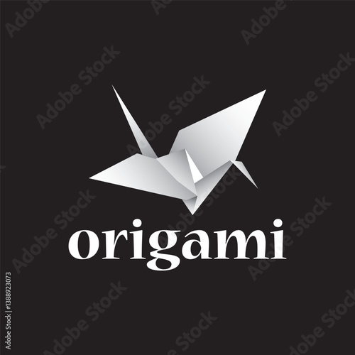 origami bird logo vector