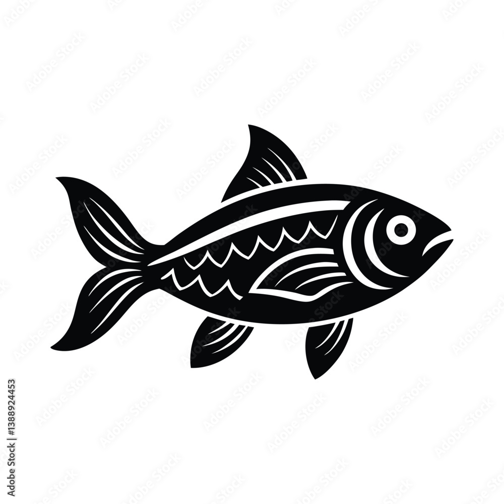 Fototapeta premium Silhouette Traditional Fish Vector