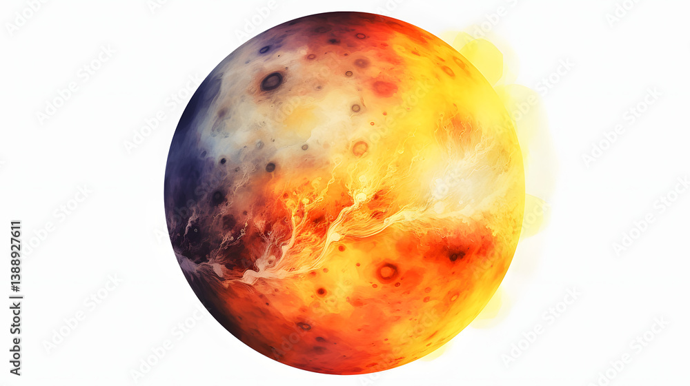 Obraz premium Mercury planet colorful watercolor painting