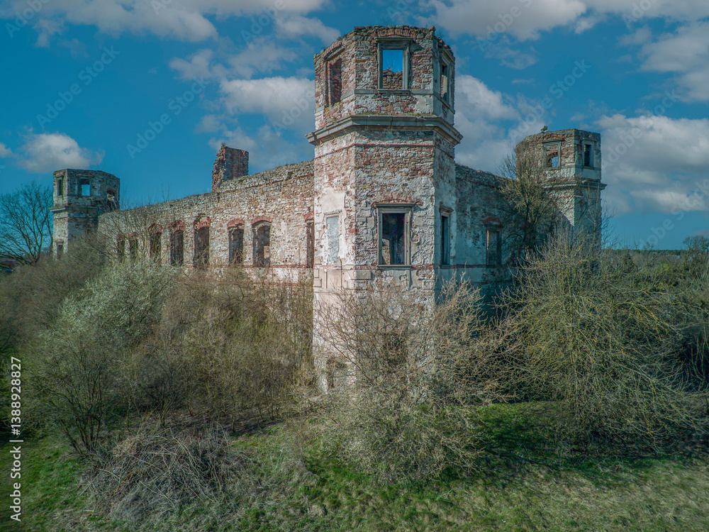 Ruins of Tarlow Palace in Podzamcze Piekoszowskie, Poland.
