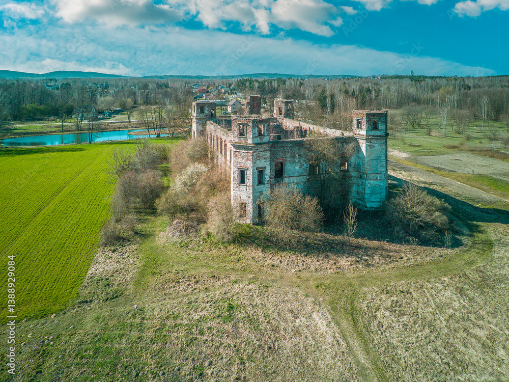 Ruins of Tarlow Palace in Podzamcze Piekoszowskie, Poland.
