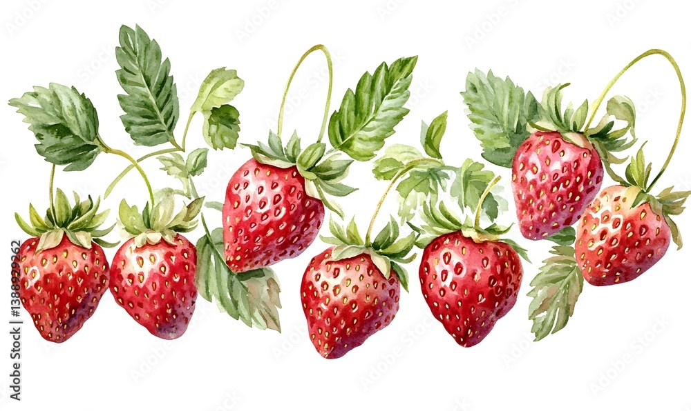 Fresh Strawberries with Leaves Fresh Strawberries with Leaves