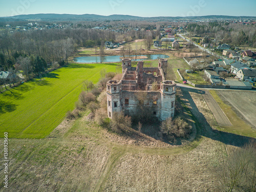 Ruins of Tarlow Palace in Podzamcze Piekoszowskie, Poland.