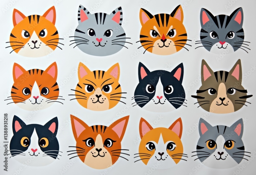 White Paper Cat Stamps: Seamless Pattern of Various Cat Species Faces, Detailed and Cute in Pastel Colors, Perfect for Stationery, Fabrics, and Pet-Themed Items.
White Paper Cat Stamps: Seamless Pattern of Various Cat Species Faces, Detailed and Cute in Pastel Colors, Perfect for Stationery, Fabrics, and Pet-Themed Items.