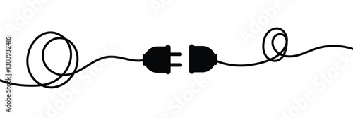 
Electric socket with plug icon silhouette. Connection and disconnection concept. Concept of 404 error connection. Electric plug and outlet socket unplugged. PNG transparent background.