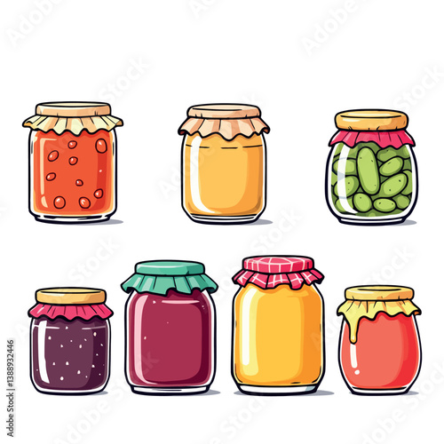 Vsai colorful preserves collection, jars brimming with homemade goodness