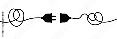 
Electric socket with plug icon silhouette. Connection and disconnection concept. Concept of 404 error connection. Electric plug and outlet socket unplugged. PNG transparent background.
