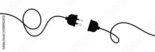 
Electric socket with plug icon silhouette. Connection and disconnection concept. Concept of 404 error connection. Electric plug and outlet socket unplugged. PNG transparent background.