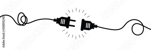 
Electric socket with plug icon silhouette. Connection and disconnection concept. Concept of 404 error connection. Electric plug and outlet socket unplugged. PNG transparent background.