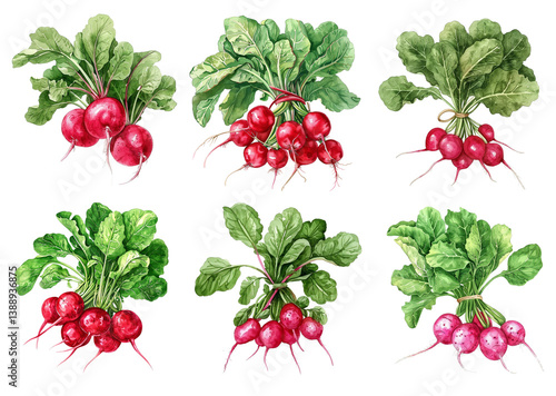 Watercolor vegetables isolated background AI generated