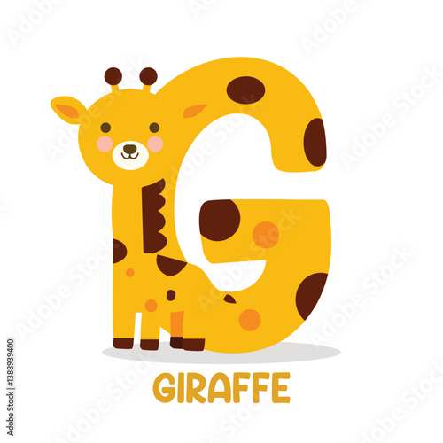 Animal alphabet Letters from G Giraffe Cartoon cute animals