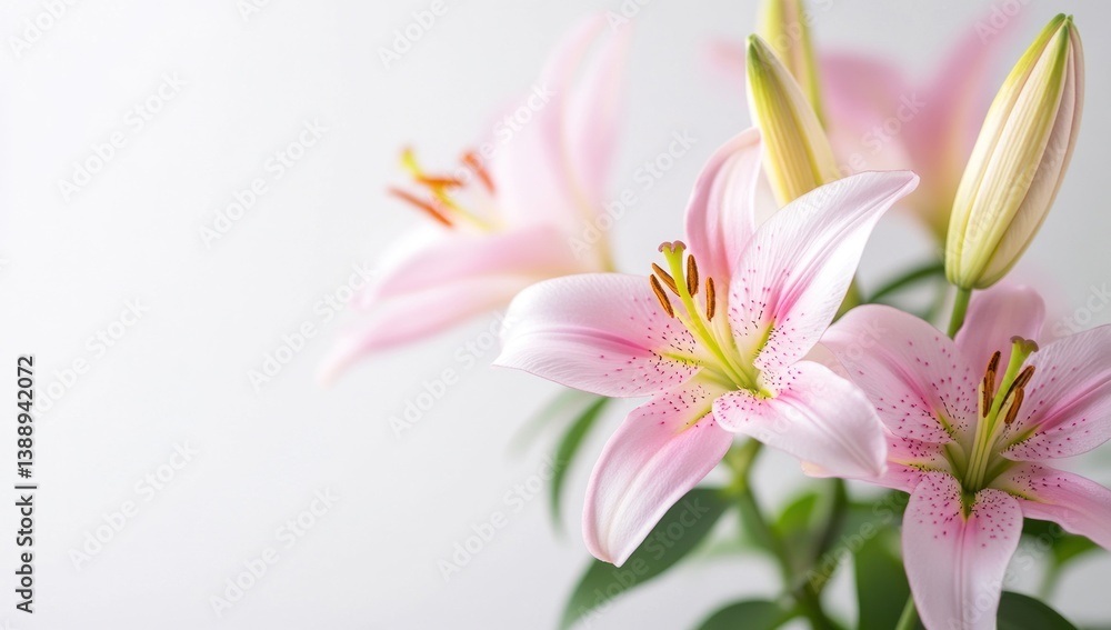 Beautiful pink lilies are blooming in a brightly lit setting Beautiful pink lilies are blooming in a brightly lit setting