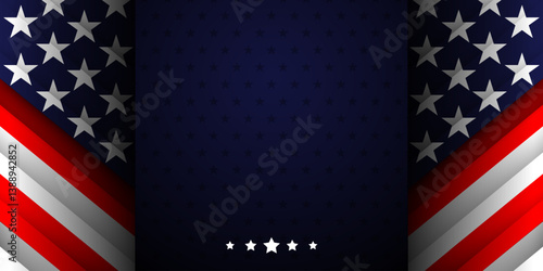 USA stars and stripes patriotic design background copy space for Independence, Memorial, Veteran's, fourth of july, Presidents and Columbus Day, Vector Illustration