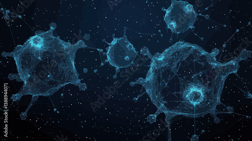 Cancer Cells Oncology Low Poly Wireframe Vector Image Medical Illustration Concept Digital Abstract Polygonal Starry Sky Destruct Shapes